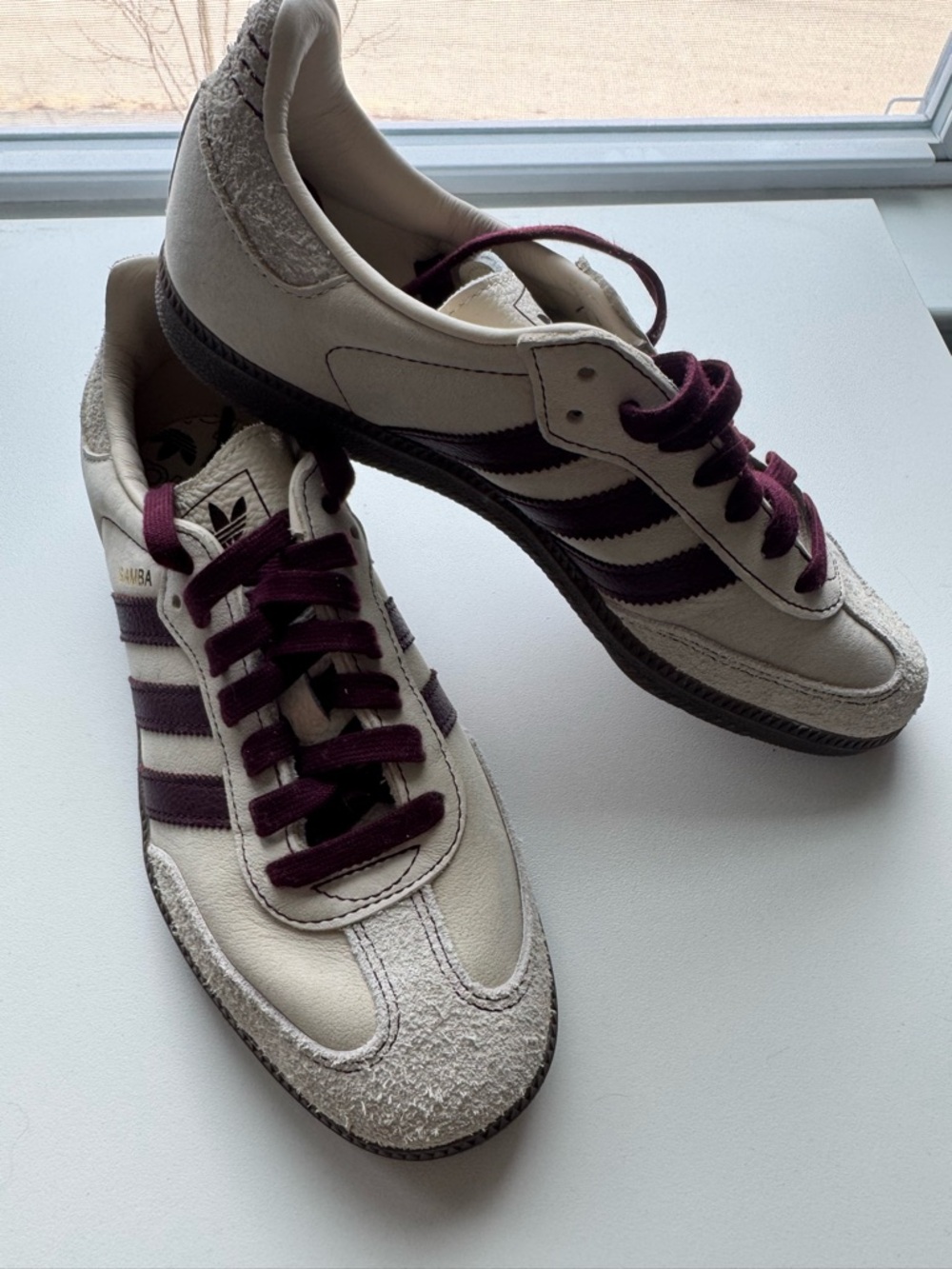 adidas Samba OG wonder white and maroon